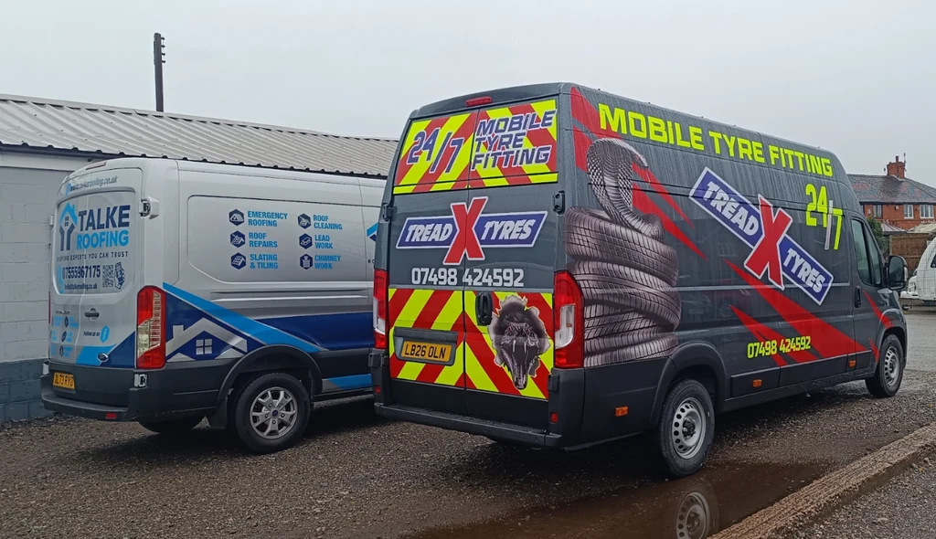 Tread X Tyres & Talke Roofing — vehicle graphics