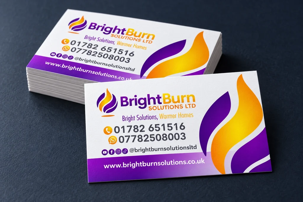 BrightBurn business card design mock-up