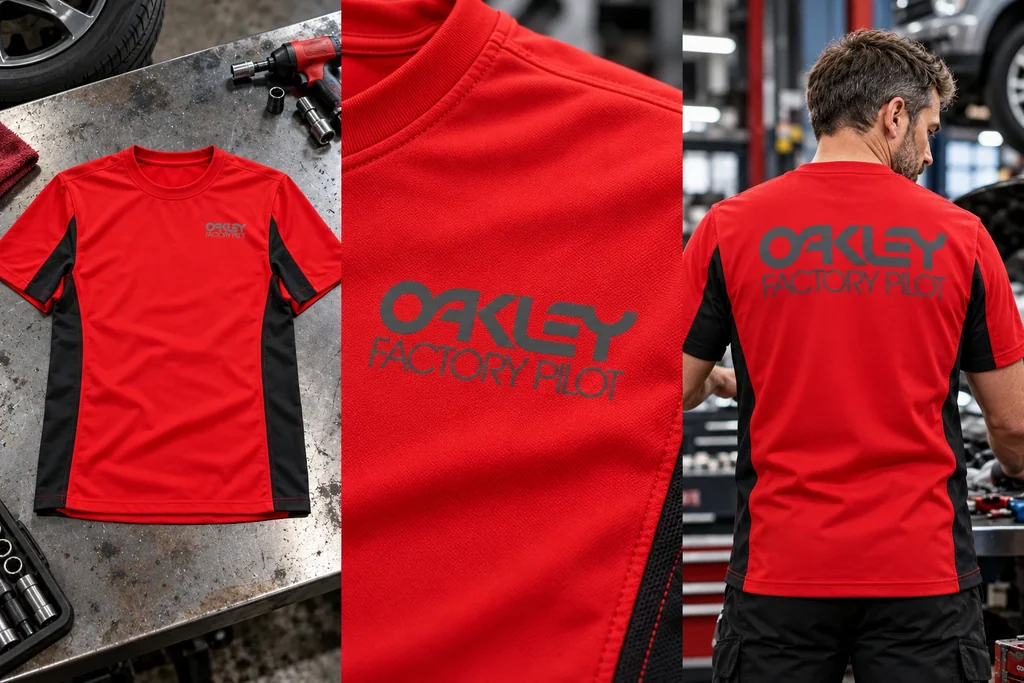 Two-colour T-shirts: garment, printed logo detail and worn view