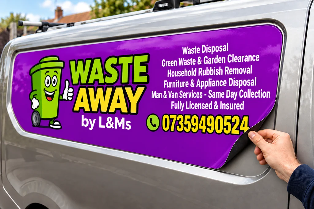 Full-panel magnetic sign illustrative mock-up