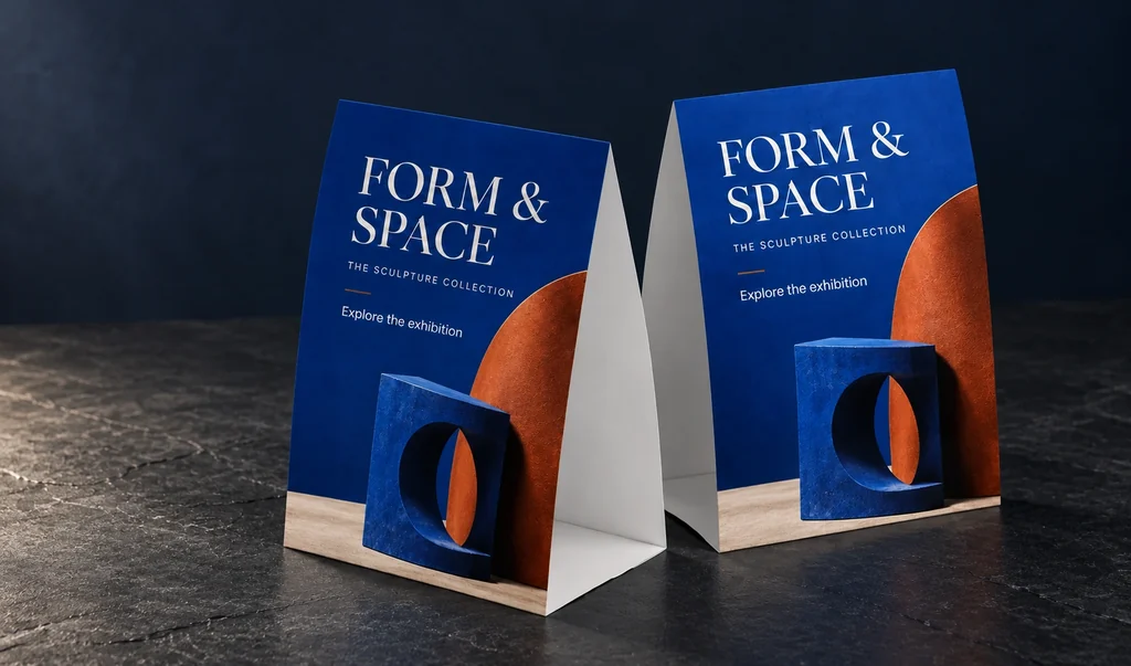 Form and Space exhibition artwork on folded tent cards