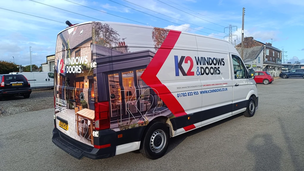 K2 Windows and Doors vehicle graphics