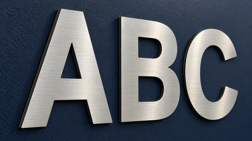 Brushed aluminium composite ABC letters showing a slim dark core at the edges