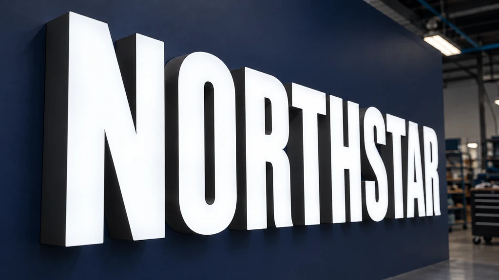 NORTHSTAR rimless letters with white illuminated acrylic faces and deep opaque sides