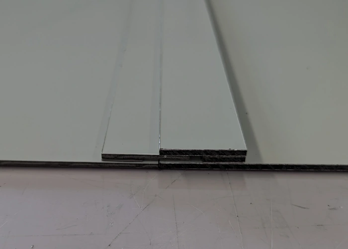 Rear joining detail used to align sections of a longer sign tray